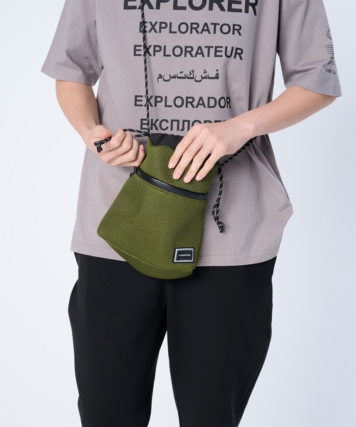 FLASH PACKER（フラッシュパッカー）の「FLASH PACKER フラッシュパッカー / メッシュ 巾着ミニショルダーバッグ // XNB-POUCH(MESH)（ショルダーバッグ・メンズ・カーキ/ブラック/イエロー・FREE）」の14枚目の写真