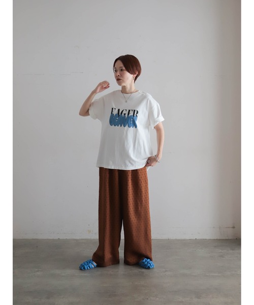 FIL DE FER（フィルデフェール）の「【予約】グラフィティロゴプリント　半袖TEE（Tシャツ/カットソー・レディース・ライトグリーン/ホワイト・FREE）」の9枚目の写真