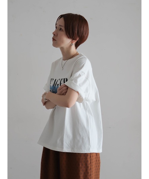 FIL DE FER（フィルデフェール）の「【予約】グラフィティロゴプリント　半袖TEE（Tシャツ/カットソー・レディース・ライトグリーン/ホワイト・FREE）」の4枚目の写真