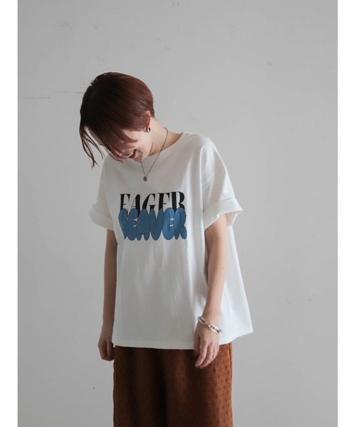 FIL DE FER（フィルデフェール）の「【予約】グラフィティロゴプリント　半袖TEE（Tシャツ/カットソー・レディース・ライトグリーン/ホワイト・FREE）」の3枚目の写真