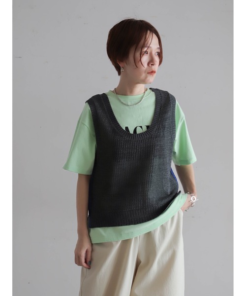 FIL DE FER（フィルデフェール）の「【予約】グラフィティロゴプリント　半袖TEE（Tシャツ/カットソー・レディース・ライトグリーン/ホワイト・FREE）」の21枚目の写真