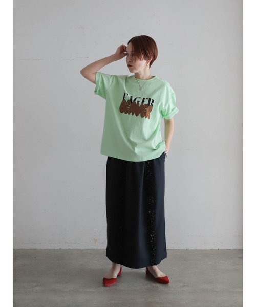 FIL DE FER（フィルデフェール）の「【予約】グラフィティロゴプリント　半袖TEE（Tシャツ/カットソー・レディース・ライトグリーン/ホワイト・FREE）」の16枚目の写真