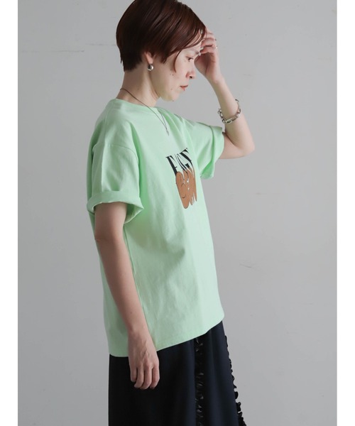 FIL DE FER（フィルデフェール）の「【予約】グラフィティロゴプリント　半袖TEE（Tシャツ/カットソー・レディース・ライトグリーン/ホワイト・FREE）」の11枚目の写真