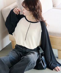 CIAOPANIC TYPY | 【2WAY】シアーラグランヘンリーネックTee(Tシャツ/カットソー)