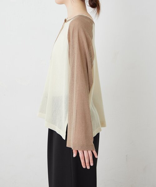 CIAOPANIC TYPY（チャオパニックティピー）の「【2WAY】シアーラグランヘンリーネックTee（Tシャツ/カットソー・レディース・グレー/イエロー/アイボリー/ミント・ONE SIZE）」の8枚目の写真