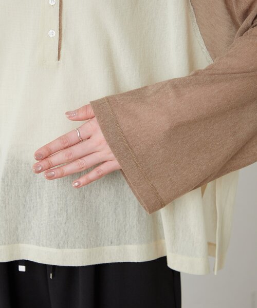 CIAOPANIC TYPY（チャオパニックティピー）の「【2WAY】シアーラグランヘンリーネックTee（Tシャツ/カットソー・レディース・グレー/イエロー/アイボリー/ミント・ONE SIZE）」の11枚目の写真