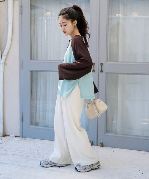 CIAOPANIC TYPY（チャオパニックティピー）の「【2WAY】シアーラグランヘンリーネックTee（Tシャツ/カットソー・レディース・グレー/イエロー/アイボリー/ミント・ONE SIZE）」の19枚目の写真