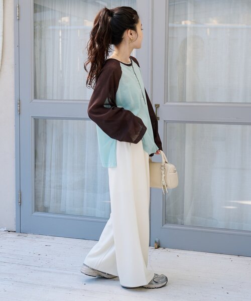 CIAOPANIC TYPY（チャオパニックティピー）の「【2WAY】シアーラグランヘンリーネックTee（Tシャツ/カットソー・レディース・グレー/イエロー/アイボリー/ミント・ONE SIZE）」の21枚目の写真