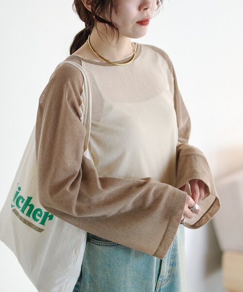 CIAOPANIC TYPY（チャオパニックティピー）の「【2WAY】シアーラグランヘンリーネックTee（Tシャツ/カットソー・レディース・グレー/イエロー/アイボリー/ミント・ONE SIZE）」の22枚目の写真