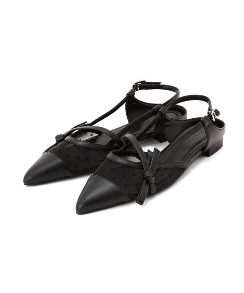 EDIT COLOGNE（エディットコロン）の「シアーリボンフラットシューズ（パンプス・レディース・ブラック/シルバー/ベージュ・23.0cm/23.5cm/24.0cm）」の4枚目の写真