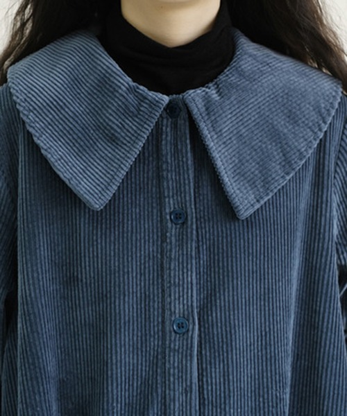 &soiree(アンドソワレ)の「ビックカラー2WAYコーデュロイシャツワンピース(ワンピース・レディース・ブルー・X-LARGE/LARGE/MEDIUM)」の5枚目の写真