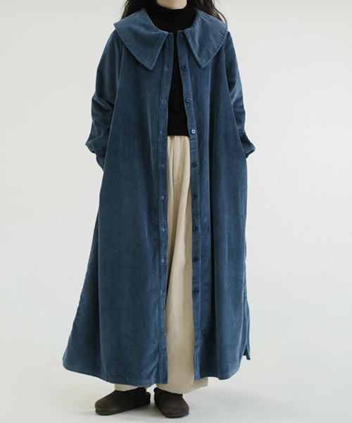 &soiree(アンドソワレ)の「ビックカラー2WAYコーデュロイシャツワンピース(ワンピース・レディース・ブルー・X-LARGE/LARGE/MEDIUM)」の4枚目の写真