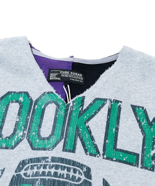 CUBE SUGAR（キューブシュガー）の「CUBE SUGAR/キューブシュガー　10/-天竺スノーウォッシュ カットオフ VネックPO（スウェット・レディース・グリーン/パープル/その他1・FREE）」の4枚目の写真