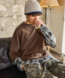 メンズのTシャツ/カットソー（ブラウン/茶色系・チェック柄