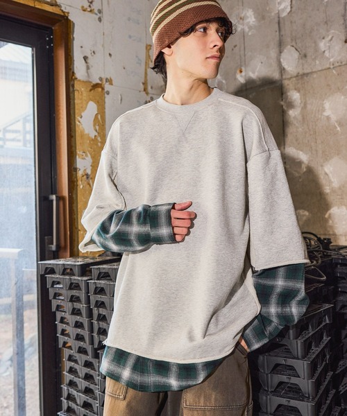 niko and...（ニコアンド）の「レイヤードスリーブプルオーバー（Tシャツ/カットソー・メンズ・ブラウン/ライトグレー/ブラック・LARGE/MEDIUM）」の2枚目の写真