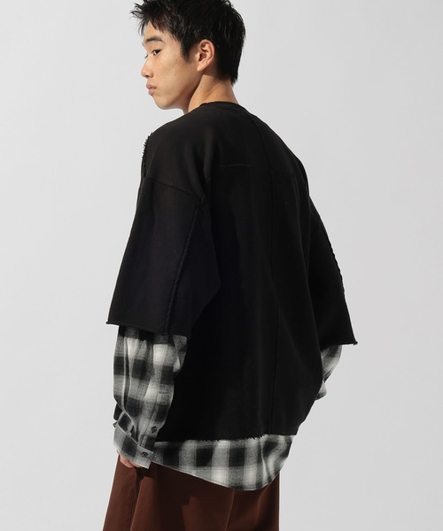 niko and...（ニコアンド）の「レイヤードスリーブプルオーバー（Tシャツ/カットソー・メンズ・ブラウン/ライトグレー/ブラック・LARGE/MEDIUM）」の4枚目の写真