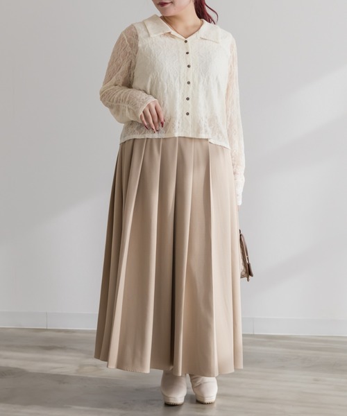 CLETTE(クレット)の「CLETTEオリジナルストレッチレースシャツ(シャツ/ブラウス・レディース・サックスブルー/ブラック/アイボリー・3L/LL/4L)」の7枚目の写真
