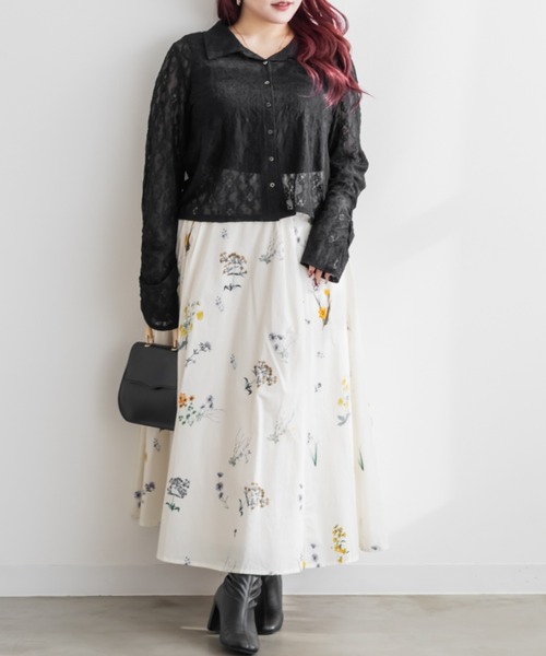CLETTE(クレット)の「CLETTEオリジナルストレッチレースシャツ(シャツ/ブラウス・レディース・サックスブルー/ブラック/アイボリー・3L/LL/4L)」の10枚目の写真