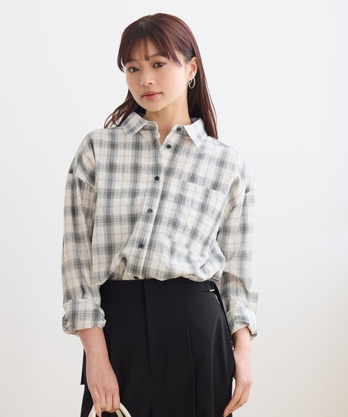 Andemiu(アンデミュウ)の「チェックシャツ656726(シャツ/ブラウス・レディース・オフホワイト/ブラック・FREE)」の17枚目の写真