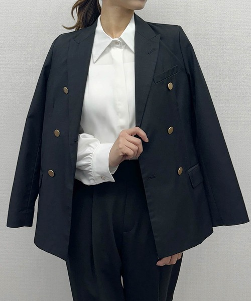 LOWO（ロワ）の「フロントタックパフスリーブシャツ ブラウス 長袖 オフィス ビジネス フォーマル セレモニー スーツインナー 白 卒業式 卒園式 入学式 入園式 七五三 ママ 母親（シャツ/ブラウス・レディース・ホワイト/ブラック/グレイッシュベージュ・FREE）」の13枚目の写真