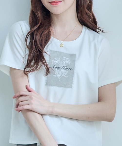 12Twelve Agenda(トゥエルブ アジェンダ)の「メッシュ風フラワープリントTシャツ(Tシャツ/カットソー・レディース・ベージュ/グレー・M)」の16枚目の写真