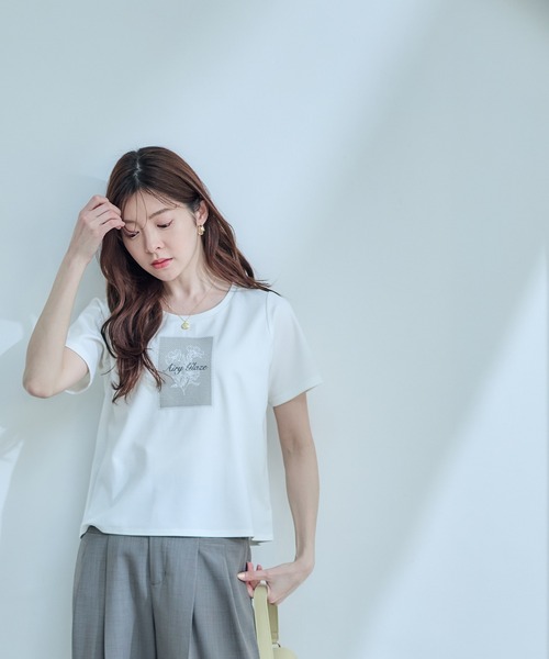 12Twelve Agenda(トゥエルブ アジェンダ)の「メッシュ風フラワープリントTシャツ(Tシャツ/カットソー・レディース・ベージュ/グレー・M)」の8枚目の写真