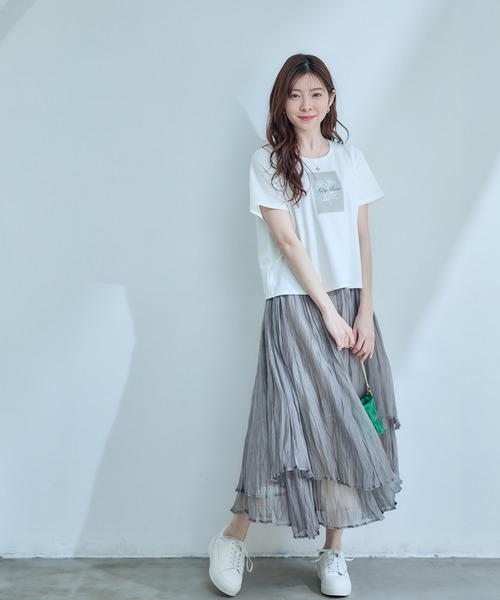 12Twelve Agenda(トゥエルブ アジェンダ)の「メッシュ風フラワープリントTシャツ(Tシャツ/カットソー・レディース・ベージュ/グレー・M)」の15枚目の写真