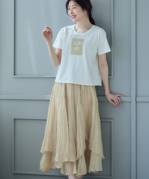 12Twelve Agenda(トゥエルブ アジェンダ)の「メッシュ風フラワープリントTシャツ(Tシャツ/カットソー・レディース・ベージュ/グレー・M)」の20枚目の写真