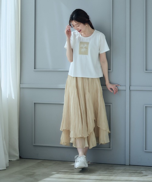12Twelve Agenda(トゥエルブ アジェンダ)の「メッシュ風フラワープリントTシャツ(Tシャツ/カットソー・レディース・ベージュ/グレー・M)」の22枚目の写真