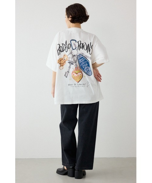 RODEO CROWNS WIDE BOWL(ロデオクラウンズワイドボウル)の「Key Ring Tシャツ(Tシャツ/カットソー・レディース・ブラック/ライトピンク/オフホワイト/ライトブラウン・MEDIUM/LARGE)」の7枚目の写真