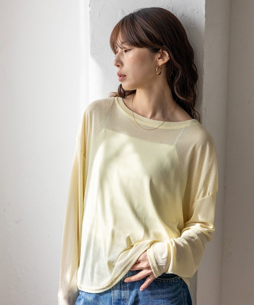 VitaFelice（ヴィータフェリーチェ）の「ストレッチシアークルーネック長袖トップス 春服（Tシャツ/カットソー・レディース・ブルー/グリーン/イエロー/ブラック/ホワイト・FREE）」の15枚目の写真