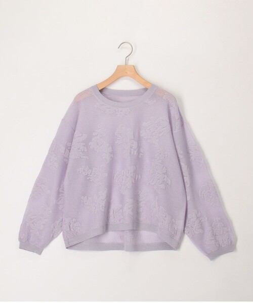 MICO COULIER（ミコクリエ）の「透かし編み花柄プルオーバーニット（ニット/セーター・レディース・ラベンダー/オフホワイト/ライトグレー・38）」の3枚目の写真