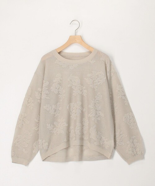 MICO COULIER（ミコクリエ）の「透かし編み花柄プルオーバーニット（ニット/セーター・レディース・ラベンダー/オフホワイト/ライトグレー・38）」の2枚目の写真