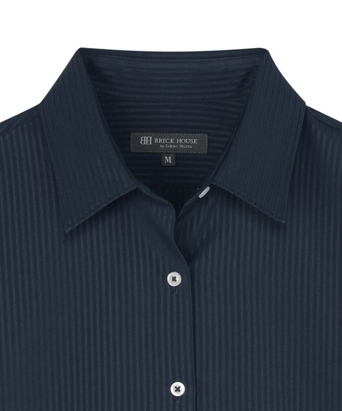 TOKYO SHIRTS(トウキョウシャツ)の「【吸水速乾】【COFREX】形態安定ノンアイロン レギュラー 長袖ビジネスワイシャツ(ビジネスシャツ・レディース・ネイビー・S/M/L/LL/XL)」の3枚目の写真