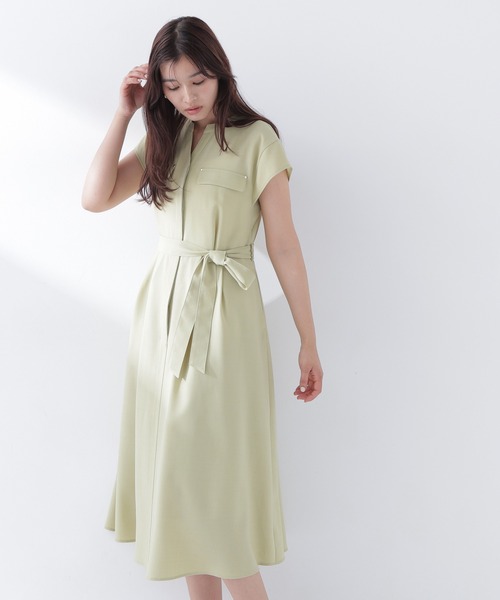 NATURAL BEAUTY BASIC（ナチュラルビューティーベーシック）の「◇スキッパーポケットシャツワンピース（シャツワンピース・レディース・ライトグリーン/ベージュ/チャコールグレー・MEDIUM/P/S）」の3枚目の写真