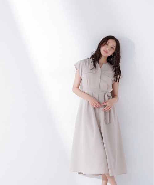 NATURAL BEAUTY BASIC（ナチュラルビューティーベーシック）の「◇スキッパーポケットシャツワンピース（シャツワンピース・レディース・ライトグリーン/ベージュ/チャコールグレー・MEDIUM/P/S）」の16枚目の写真