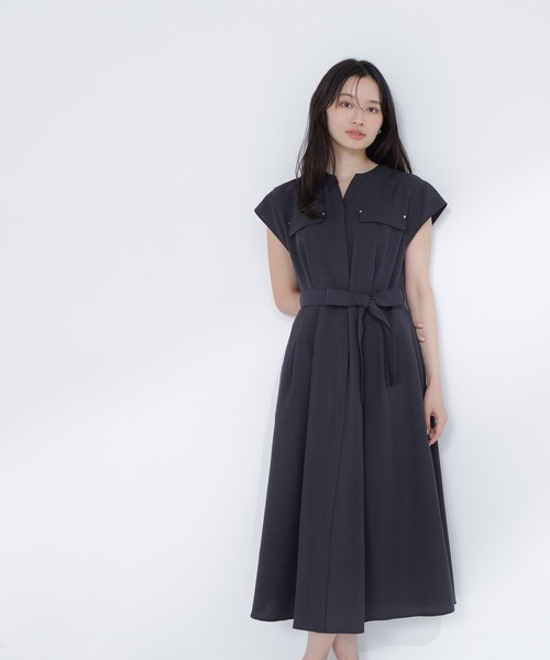 NATURAL BEAUTY BASIC（ナチュラルビューティーベーシック）の「◇スキッパーポケットシャツワンピース（シャツワンピース・レディース・ライトグリーン/ベージュ/チャコールグレー・MEDIUM/P/S）」の7枚目の写真