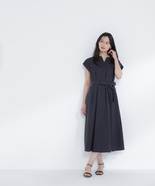 NATURAL BEAUTY BASIC（ナチュラルビューティーベーシック）の「◇スキッパーポケットシャツワンピース（シャツワンピース・レディース・ライトグリーン/ベージュ/チャコールグレー・MEDIUM/P/S）」の8枚目の写真