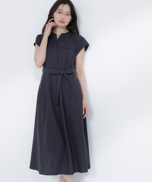 NATURAL BEAUTY BASIC（ナチュラルビューティーベーシック）の「◇スキッパーポケットシャツワンピース（シャツワンピース・レディース・ライトグリーン/ベージュ/チャコールグレー・MEDIUM/P/S）」の5枚目の写真