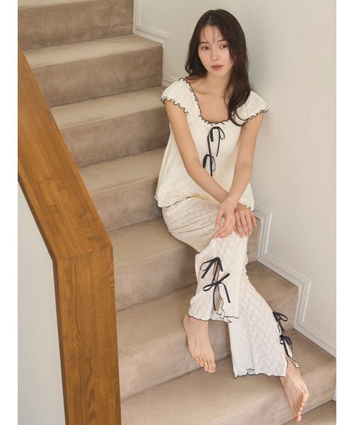 SNIDEL HOME（スナイデルホーム）の「カットレースタンクトップ（ルームウェア/パジャマ・レディース・アイボリー/ミント/ブラウン・F）」の5枚目の写真