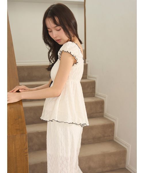 SNIDEL HOME（スナイデルホーム）の「カットレースタンクトップ（ルームウェア/パジャマ・レディース・アイボリー/ミント/ブラウン・F）」の8枚目の写真