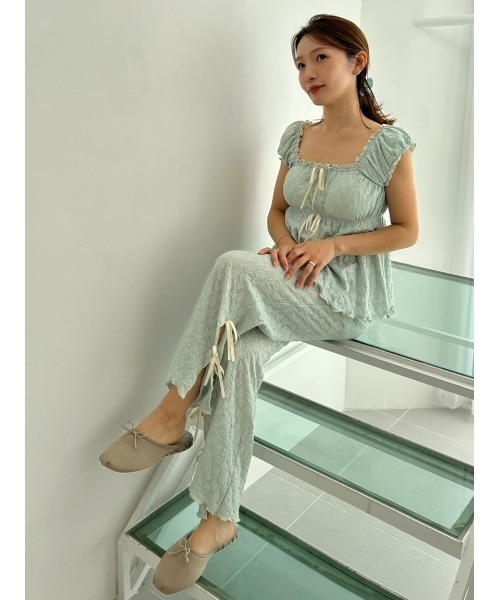 SNIDEL HOME（スナイデルホーム）の「カットレースタンクトップ（ルームウェア/パジャマ・レディース・アイボリー/ミント/ブラウン・F）」の10枚目の写真