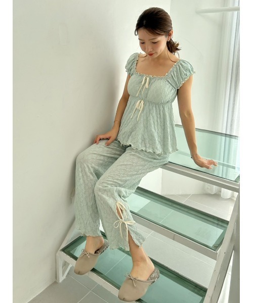 SNIDEL HOME（スナイデルホーム）の「カットレースタンクトップ（ルームウェア/パジャマ・レディース・アイボリー/ミント/ブラウン・F）」の9枚目の写真