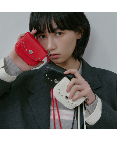 LAP(ラップ)の「HEART LEATHER CROSS BAG AS7AB243(メッセンジャーバッグ・レディース・ホワイト/ブラック/レッド・FREE)」の7枚目の写真