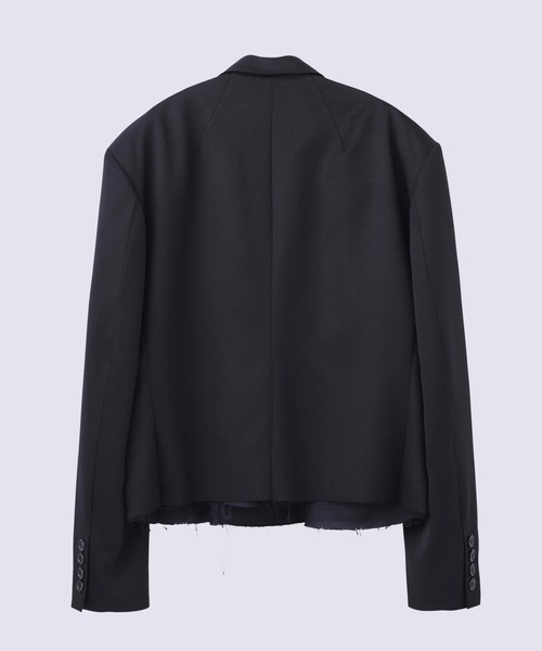 JOHN LAWRENCE SULLIVAN（ジョンローレンスサリバン）の「【JOHN LAWRENCE SULLIVAN】WOOL GABARDINE CUT-OFF SPENCER JACKET（テーラードジャケット・メンズ・ブラック・44/46）」の2枚目の写真