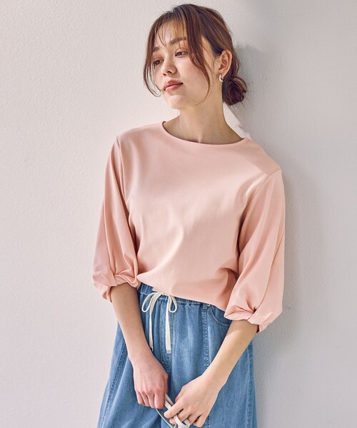 ANY(エニィ)の「【WEB限定】シルケットスムースツイストスリーブカットソー(Tシャツ/カットソー・レディース・ピンク系/ホワイト系/ダークブラウン系/グレー系・MEDIUM/LARGE)」の17枚目の写真