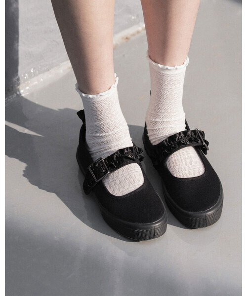 Bshop(ビショップ)の「eunoia × NOVESTA | ONE STRAP BUCKLE MARY JANE(スニーカー・レディース・ブラック・38)」の1枚目の写真