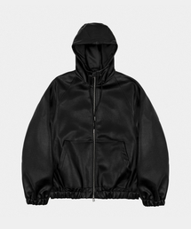 LETTERCOMO（レテルコモ）の「アザーメント レザー フードジップアップ ジャンパー ブラック（パーカー）」