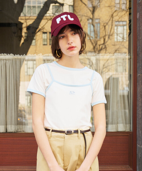 FREAK'S STORE(フリークスストア)の「FRUIT OF THE LOOM × FREAK'S STORE/フルーツオブザルーム 別注 配色リンガー 天竺Tシャツ/リンガーTシャツ(Tシャツ/カットソー・レディース・レモンイエロー/オフホワイト/ピンク系その他/ブラック・フリ-)」の2枚目の写真
