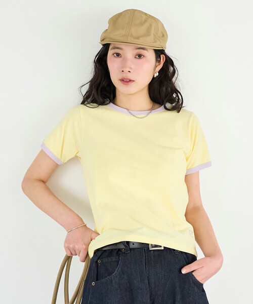 FREAK'S STORE(フリークスストア)の「FRUIT OF THE LOOM × FREAK'S STORE/フルーツオブザルーム 別注 配色リンガー 天竺Tシャツ/リンガーTシャツ(Tシャツ/カットソー・レディース・レモンイエロー/オフホワイト/ピンク系その他/ブラック・フリ-)」の3枚目の写真